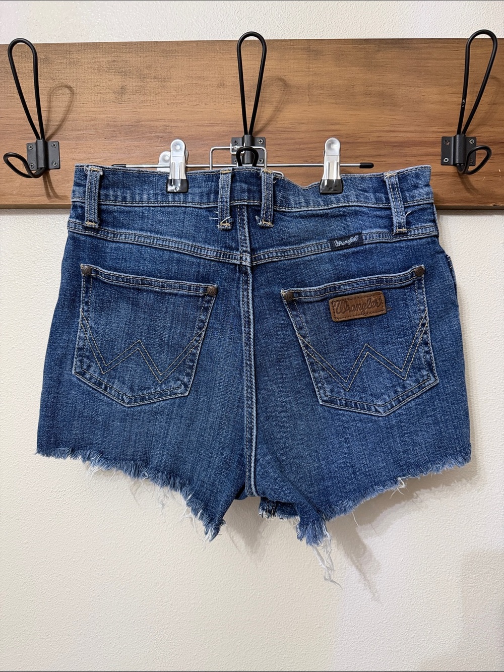 Wrangler Denim Cutoff Shorts in Deep Blue Wash